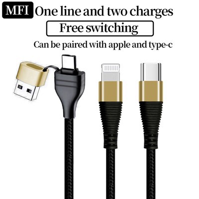 MFi-certificeret 2 i 1 opladningskabel